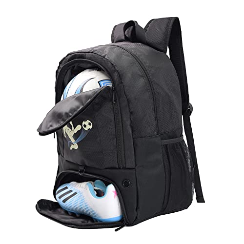 Soccer Ball Bag-Backpack for Basketball,Volleyball with Cleat Shoes and Ball Compartment for Sports Team,Trainning - color: Black New