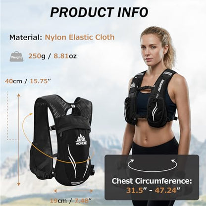 Azarxis Running Water Bottles Flask BPA Free Leakproof Hydration Vest Packs Waist Belt Replacement for Triathlon Marathon Hiking Cycling Climbing Runner - color: #5 Gray (5.5L) with a 350ml Soft Flask