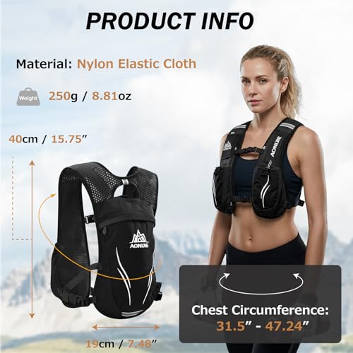 Azarxis Running Water Bottles Flask BPA Free Leakproof Hydration Vest Packs Waist Belt Replacement for Triathlon Marathon Hiking Cycling Climbing Runner - color: #5 Rose Red (5.5L) with a 1.5L Water Bladder
