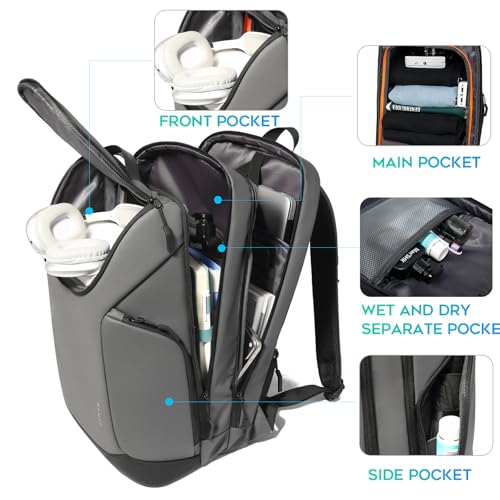 BANGE Laptop backpack with 15.6 inch laptop compartment fit for overnight and commute for men and women (Grey) - color: Grey