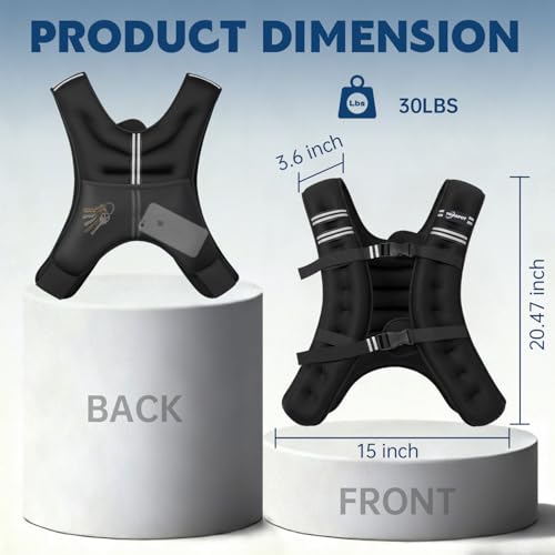 Weighted Vest, Weight Vest with Reflective Stripe, Body Weight Vest with Back Mesh Pocket for Women & Men, Home Gym & Outdoor Strength Training