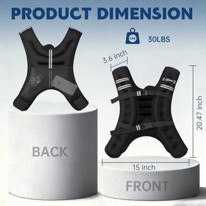 Weighted Vest, Weight Vest with Reflective Stripe, Body Weight Vest with Back Mesh Pocket for Women & Men, Home Gym & Outdoor Strength Training