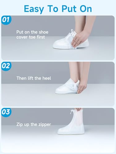 Zbyoujer Waterproof Shoe Covers - Boot Covers Shoe Covers for Rain Overshoes Reusable Over Shoes Galoshes Shoe Protectors with Waterproof Zipper Not-Slip Rain Shoe Covers for Women and Men - size: XXL(Women 9.5-10.5,Men 7.5-8.5)