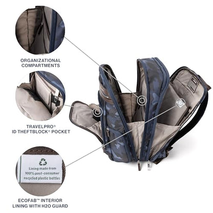 Travelpro Platinum Elite Business Laptop Travel Backpack, Fits up to 16 Inch Laptop, Water Resistant, Men and Women, Navy Camouflage - color: Navy Camouflage, size: 17.5 inches