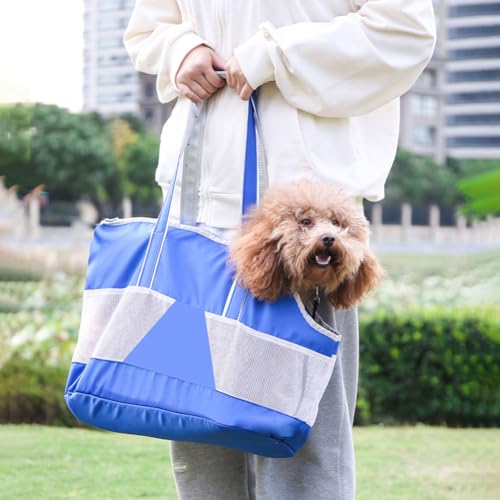 Pet Dog Purse Carrier Breathable Mesh Pets Puppy Cat Travel Outing Tote Bag Portable Cat Sling Carrier Transporter Tote Handbag Lightweight Dog Carrier Shoulder Bag with Thicken Bags Base - color: dark blue