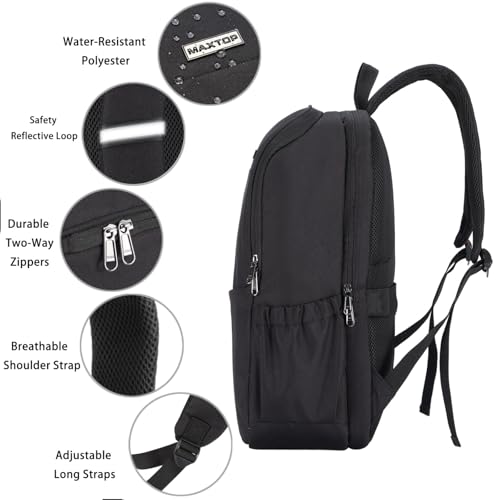 MAXTOP Travel Laptop Backpack Business Anti-theft Backpacks[Water Resistant] College Bookbag Fits 18.4 Inch Laptop - color: Iron Black, size: 18.4 inch, style: Daypack Backpacks