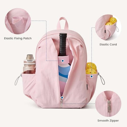 G4Free 20L Pickleball Bag for Women, Pickleball Paddle Backpack with Fence Hook, Work Travle Bag with 15" Laptop Compartment-Pink - color: Pink