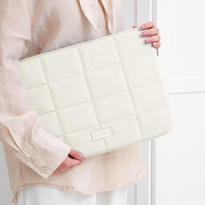 Puffy Laptop Sleeve 14 Inch Matte Beige, Waterproof Carrying Case Bag for Women, Fluffy Computer Case Compatible with MacBook Pro 14 Inch, MacBook Air M2 M1, Asus/Dell XPS/Lenovo - color: Matte Beige, size: 14-inch