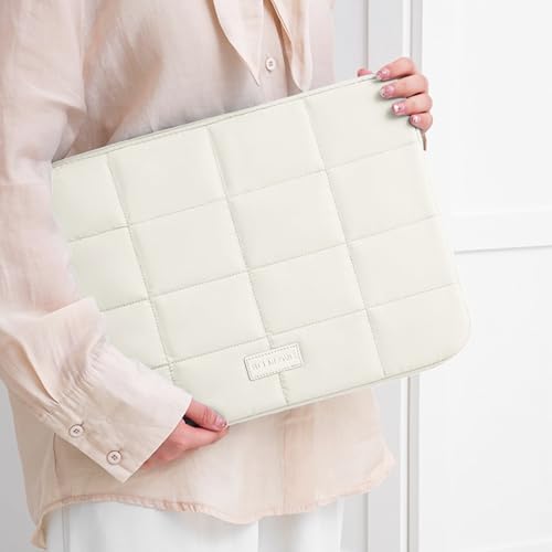 Puffy Laptop Sleeve 15-16 Inch Matte Beige, Waterproof Carrying Case Bag for Women, Fluffy Computer 15.6 HP Case, Compatible with MacBook Pro 16 Inch, MacBook Air M2 M1, Asus/Dell XPS/Lenovo - color: Matte Beige, size: 15-16 inch
