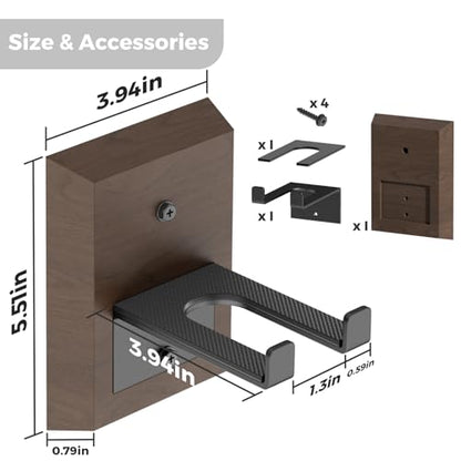 Barbell Wall Mount, Olympic Barbell Holder for Garage Gym, Vertical Bar Rack with Wooden Spacer Pad - Black Powder Coated Iron & Rubber Wood Base, Anti-Scratch Wall Protection & Extra Stability on Uneven Walls - Space Saving Home Gym Accessory, Barbell St