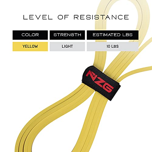 NonZero Gravity 100% Latex-Free Organic Rubber Power Resistance Bands | Compact Durable Hypoallergenic Bands for Strength Training & Workouts | 11 Levels (10 to 140 Lbs) - color: 1. Yellow-10 lb