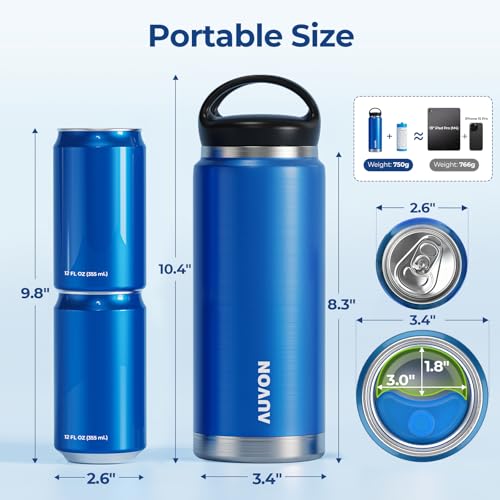 AUVON Large Insulin Cooler Travel Case, Med Anti-freezing and Handle Design | 44H Cold Vacuum Insulin Bottle with Medical ID Tag, Gel Ice Pack & Pouch, Diabetic Medical Cooler, TSA Approved