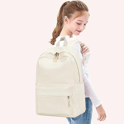 Bluboon Backpack for School Teen Girls Bookbags with Lunch Bag & Pencil Case Aesthetic Water Resistant School Bags for Kids - color: Beige