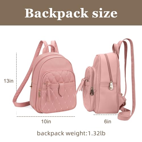 Montana West 3Pcs Anti Theft Backpack Purse for Women Small Quilted Backpack Set - color: Z-3pcs Pink