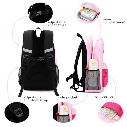 Backpack Set for Girls Boy Kids Backpack with Lunch Box for Elementary Primary Kindergarten School Bag (Taropurple Pink, Large) - color: Taropurple Pink