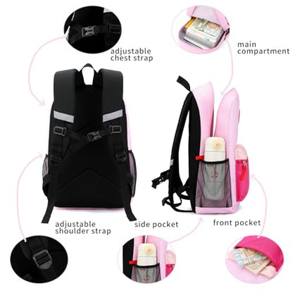 Backpack Set for Girls Boy Kids Backpack with Lunch Box for Elementary Primary Kindergarten School Bag (Taropurple Pink, Large) - color: Taropurple Pink
