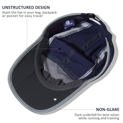 GADIEMKENSD Reflective Folding Outdoor Hat Unstructured Design UPF 50+ Sun Protection Sport Hats for Womens and Mens - color: Navy