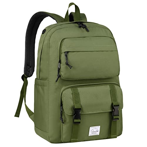 VASCHY Backpack for Men, Unisex Large Fashion Schoolbag Book bag Rucksack for High School/College/Work/Travel/Commuter Green - color: Dark Green