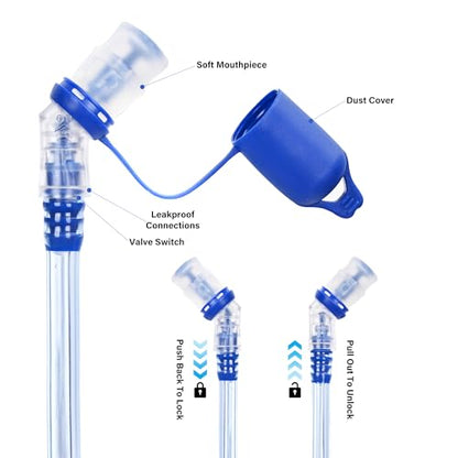 N NEVO RHINO Hydration Bladder 2L-3L,Water Reservoir for Hiking Backpack Leak Proof Water Storage Bladder,BPA-Free Water Pouch Hydration Pack for Camping Cycling Running - color: 2L-with clean kit-blue