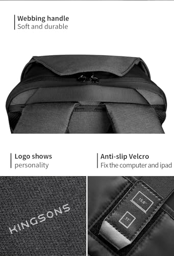 Kingsons Anti-Theft Laptop Backpack-TSA Lock Travel Slim Backpack with USB Charging,Waterproof Polyester Fits 15.6 Inch Laptop for Men Business Office Commuting Hiking Work Black - color: Ks3233w-a-us