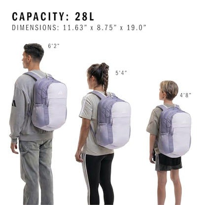 adidas PHNM Backpack for Laptop, School and Travel, 28L - color: Silver Violet Purple/Frozen Purple