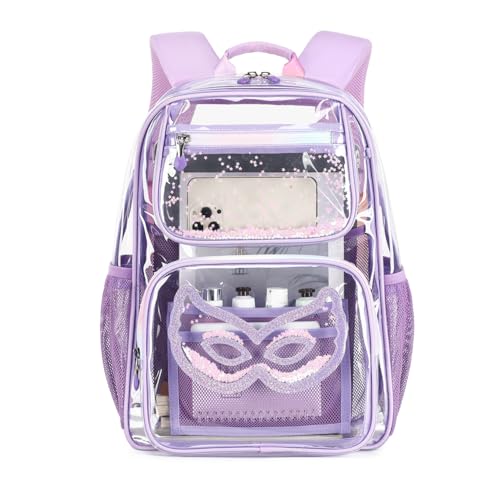 Cusangel Heavy Duty Clear Backpack Clear BookBag,16.5inch TPU Large Capacity See Through Backpack for Sport Events,Travel - color: Glasses 16.5in