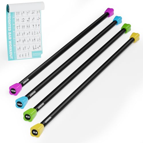 LIONSCOOL Workout Weighted Bar,Padded Exercise Weight Bar, Solid Steel Stretching weighted bar set for Body Sculpting, Physical Therapy,Body Toning - size: Set of 4-5LB, 8LB,10LB and 12LB