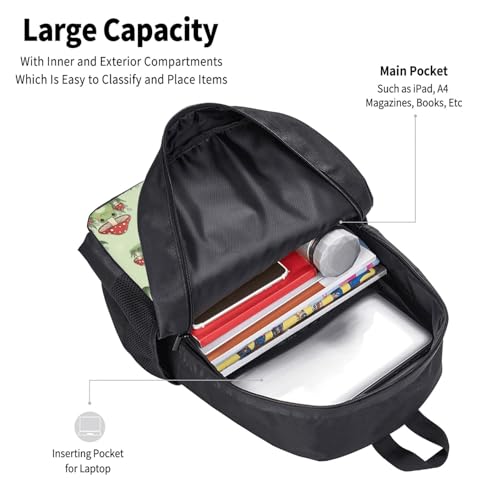 Sturdy Polyester Shoulder Pack Mushroom Frog Green, Anti Theft Spacious Camping Rucksack Casual Daily Bag for Men Women Fitness Outdoor Activity - color: Design (879)