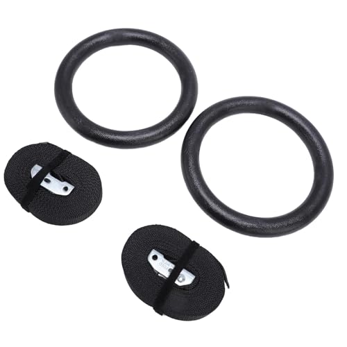 Gymnastic with Straps Pull Rings - 2 Pcs Gymnastic Strength Training 300kg Capacity High Stability Exercise Rings with Straps Workout - Home Gym