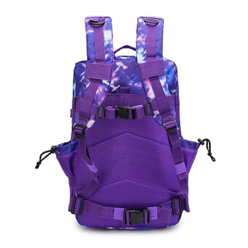 45L Military Tactical Backpack for Men & Women Bug Out Bag Assault pack Molle Daypack Hiking Trekking Rucksack (2.0 side pockets (purple tie-dye) - color: 2.0 Side Pockets (Purple Tie-dye）