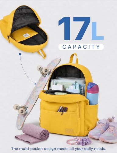 VASCHY School Backpacks, Lightweight Bookbag Schoolbag for Boys Girls Casual Basic Simple Daypack for Women Yellow - color: Yellow