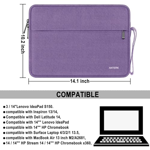 Laptop Sleeve 14 Inch, Water Resistant Traveling Computer Cover with Handle, Shockproof Protective Carrying Laptop Bag Compatible for 14 Inch MacBook Air/Pro, HP, Dell, Lenovo, Purple - color: Purple, size: 14 Inch