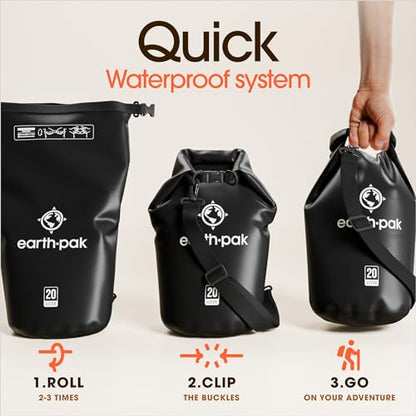 Earth Pak Waterproof Dry Bag - Roll Top Waterproof Backpack Sack Keeps Gear Dry for Kayak with Waterproof Phone Case - color: Black, size: 5L