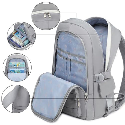 Classic Diamond School Backpack for Girls Laptop Backpack Cute Bookbag Kawaii College Backpack School Backpacks for Teens Girls Student (Grey) - color: Grey