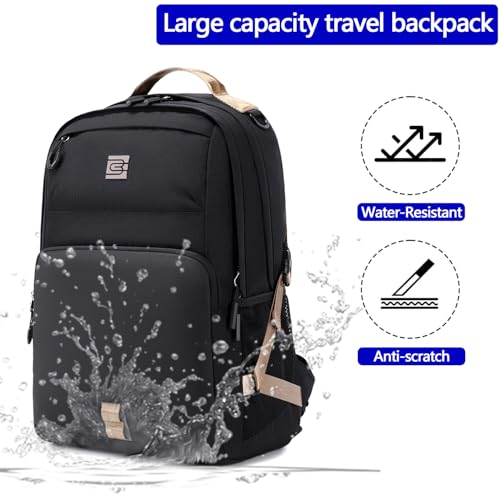 Laptop Backpack, Lightweight Waterproof Material, Travel Sports Bag, Suitable for 16 inch Laptops - color: Black