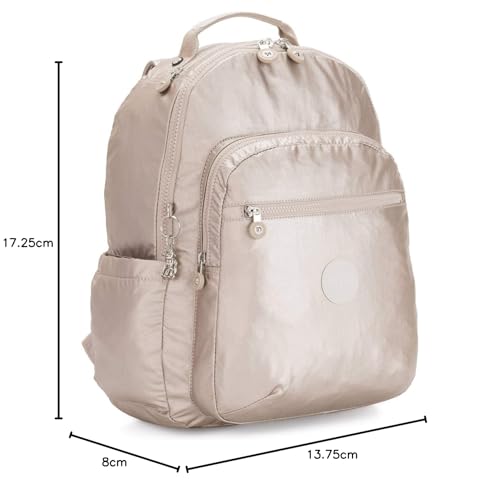 Kipling Women's Seoul 15" Laptop Backpack, Durable, Roomy with Padded Shoulder Straps, Built-In Protective Sleeve - color: Metallic Glow, size: 12.75''L x 17.25''H x 8''D