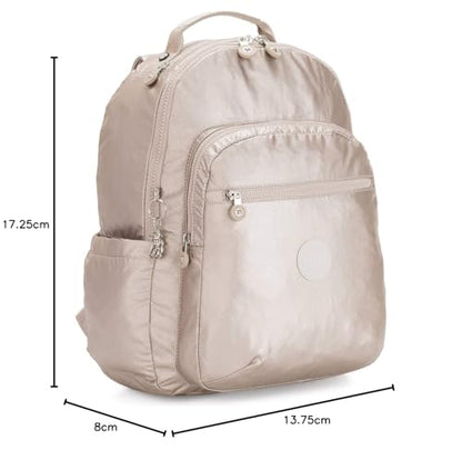 Kipling Women's Seoul 15" Laptop Backpack, Durable, Roomy with Padded Shoulder Straps, Built-In Protective Sleeve - color: Metallic Glow, size: 12.75''L x 17.25''H x 8''D