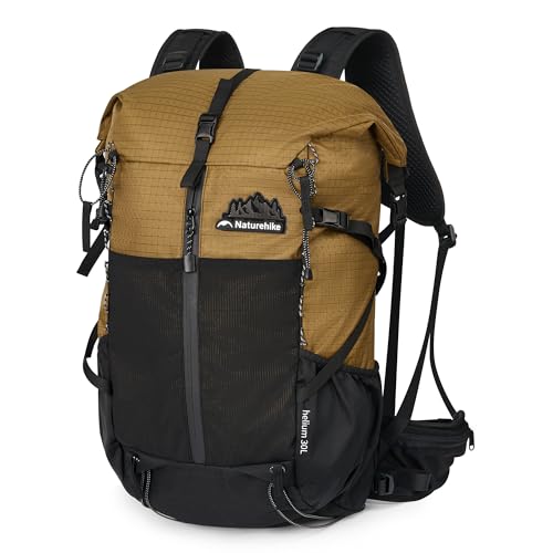 Naturehike Hiking Backpack, 30+5L Travel Backpack with Macromolecule Fabric, Hiking Daypack with AIR Backpack System for Women Men(EU brown) - color: Brown
