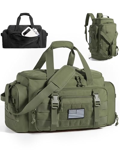 BAGSMART 4-IN-1 Gym Bag for Women Men, TSA Lightweight Duffle Bag for Travel with Shoe Compartment & Wet Pocket, 22L/30L/38L Tactical Backpack with 40oz Water Bottle Holder - color: D-Olive Drab