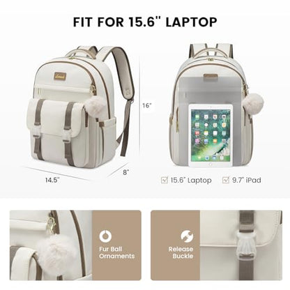LOVEVOOK School Backpack for Teen Girls, Student Backpack Purse for 14-16 Teenage, Cute Kid Bookbag, Back to School Backpacks Fit 15.6 Inch Laptop, Large College Travel Bag, Beige-khaki - color: Beige-khaki