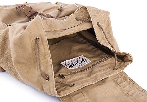 GOOTIUM 21101KA-S Specially High Density Thick Canvas Backpack Rucksack, Khaki Small - color: Khaki, size: Small