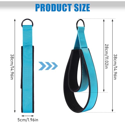 TOBWOLF Pilates Straps - Double Loop D-Ring Straps for Reformer, Padded, Home Gym Workout - color: Blue