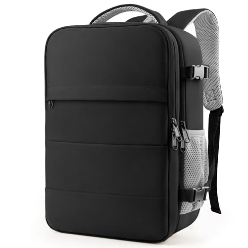 HOTOR Travel Backpack - Flight Approved Travel Bag for Men and Women, Carry on Luggage for 15.6" Laptop and Travel Essentials for Work, Business, Weekender, College 12.8"x8.3"x18.5" (Black) - color: Black, size: Large