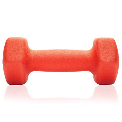 Philosophy Gym Set of 2 Neoprene Dumbbell Hand Weights, Hexagon Shape - style: Red 5 lb Pair
