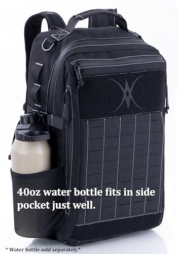 Urban Tactical Backpack Laser-Cut MOLLE Daypack Commuter Bag for EDC,Travel,Work,Hiking for Men Women - color: Black
