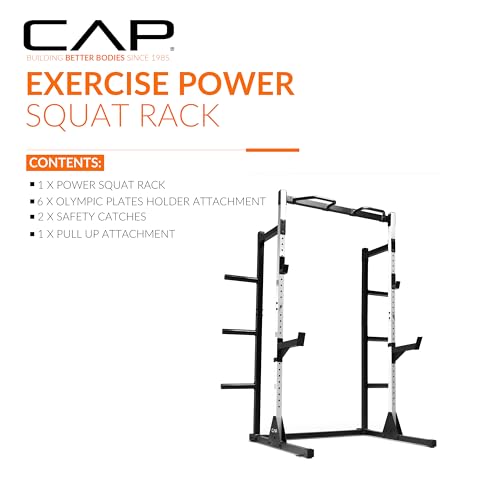 Cap Barbell Power Rack with Pull Up Bar & Attachments - Multiple Colors - color: WHITE
