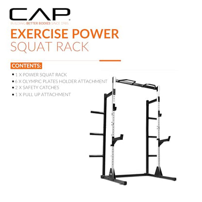 Cap Barbell Power Rack with Pull Up Bar & Attachments - Multiple Colors - color: WHITE