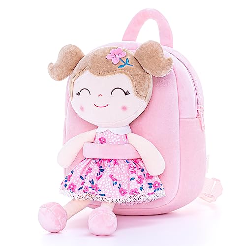 Gloveleya Toddler Backpack Baby Girl Gift Plush Bag Diaper Bag Plush Printed Sakura Backpack - color: A012 Printed Sakura Backpack, size: 9 inches
