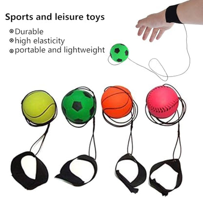 1pc Green Soccer Ball Wrist Return Ball - Adjustable Bounce Back with String, Rubber Elastic Rebound Finger Exercise Toy Activity