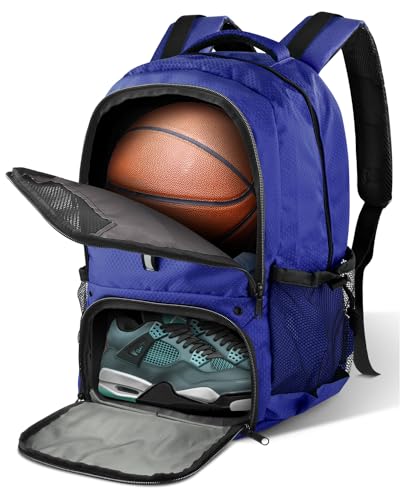 BROTOU Basketball Backpack, Large Basketball Bag with Shoes and Ball Compartment, Soccer Backpacks for Basketball/Volleyball - color: Navy Blue